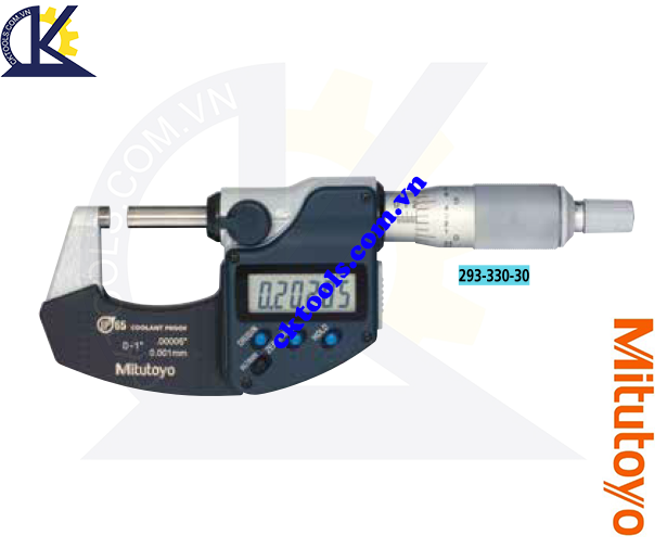 Panme Mitutoyo 0-1''/0-25mm/0.001mm, Panme đo ngoài Mitutoyo 0-1''/0-25mm/0.001mm, Panme điện tử Mitutoyo 0-1''/0-25mm/0.001mm, Panme đo ngoài điện tử Mitutoyo 293-330-30 0-1''/0-25mm/0.001mm(SPC)