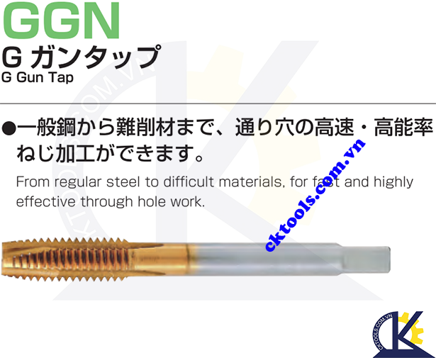 Mũi taro NACHI GGN M22x2.5, Mũi taro NACHI L7912P M22x2.5, Mũi TAP NACHI M22x2.5, Mũi taro thép gió NACHI M22x2.5